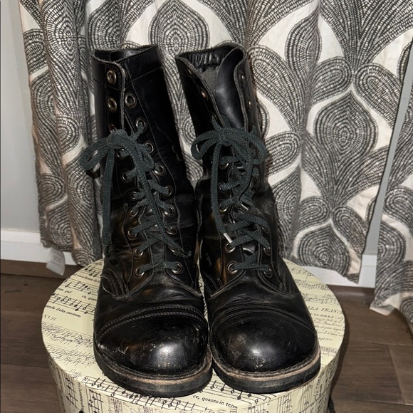 Vintage Black Leather Combat Boots main image 5